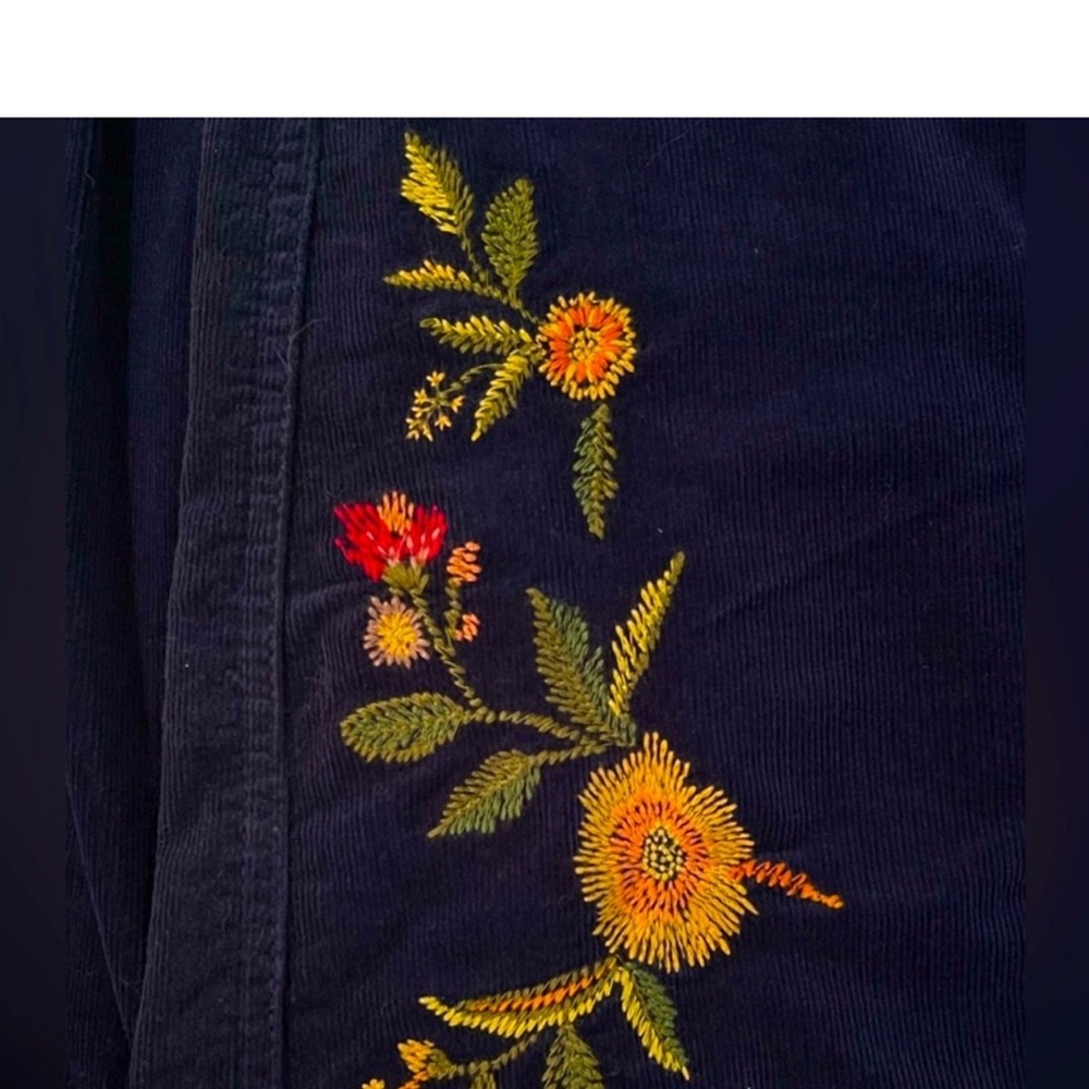 Mossimo Supply Co Navy Corduroy Floral Embroidered Mini Skirt Sz 2 Y2K - Picture 6 of 9